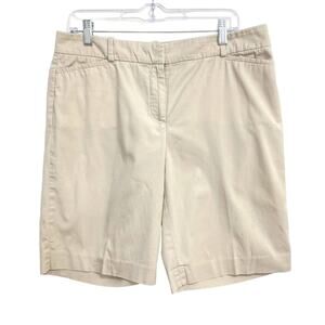 Talbots Chino Shorts Women's Size 8 Khaki Stretch Flat Front Pocket Casual